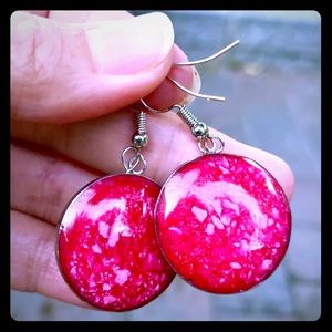 ‼️Red Crushed Stone Stainless Steel Earrings